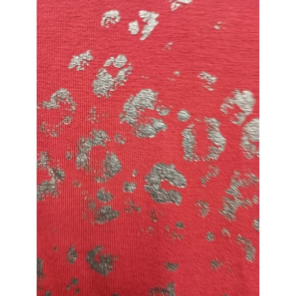 Chicos Womens BOHO Tunic Top XL Coral Metallic Animal Print Relaxed Long Sleeve - Picture 3 of 11